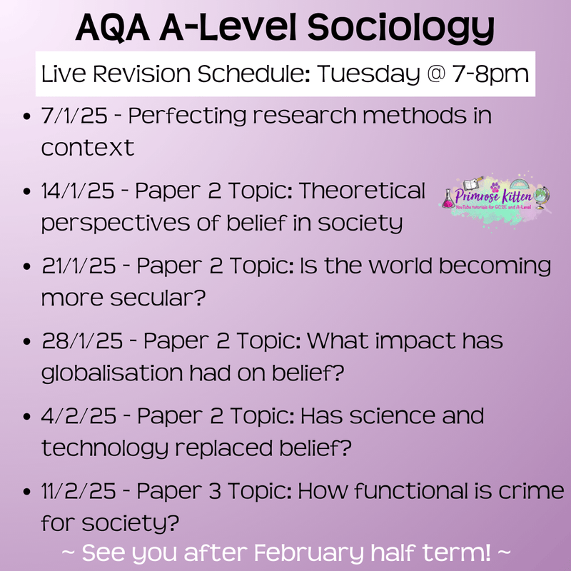 AQA A - Level Sociology Exam Masterclass - Primrose Kitten