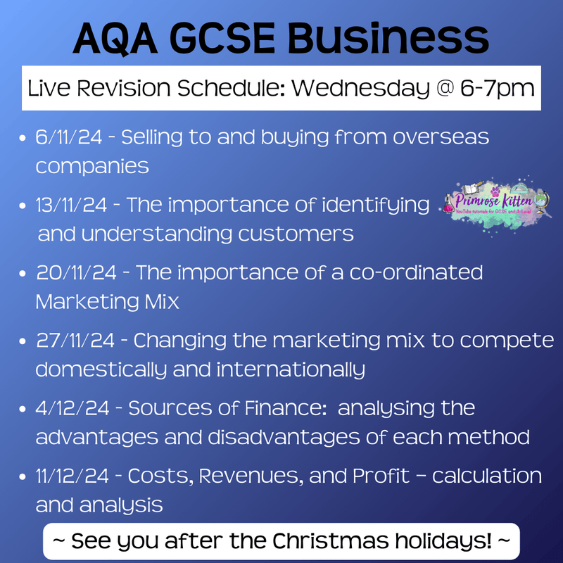 AQA GCSE Business Exam Masterclass - Primrose Kitten